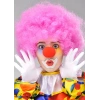 Pembe Renk Kıvırcık Afro Bonus Peruk Takma Saç ve Kırmızı Burun Seti