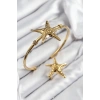 Pirinç Deniz Yıldızı Model Gold Renk Bileklik Yüzük Set TJ-BB7600