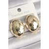Pirinç Gold Renk İşlemeli Bombe Oval Model Kadın Küpe TJ-BKP10255