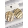 Pirinç Gold Renk İşlemeli Daire Plaka Model Kadın Küpe TJ-BKP10244