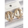 Pirinç Gold Renk İşlemeli Daire Plaka Model Kadın Küpe TJ-BKP10249