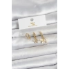 Pirinç Gold Renk Model 3lü Kadın Küpe TJ-BKP11709