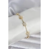 Pirinç Gold Renk Yıldız Model Zirkon Taşlı Kadın Bileklik TJ-BB8410
