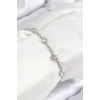 Pirinç Zirkon Taşlı Daire Model Gümüş Renk Asansörlü Kadın Bileklik TJ-BB7744