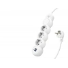 Termal Akım Korumalı Uzatma Kablosu 3 Priz + 2X Usb 2.1A Anahtarlı 2 M - Beyaz 3393-01