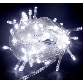 10 M 100 Led Boncuk Lamba Beyaz Işık Şeffaf Kablo MZ-18-11