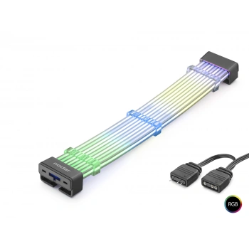 2X8 Pin Argb Pcie Gpu Güç Uzatma Kablosu Bükülebilir 2 Mm 108 Led Siyah ND2813B