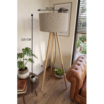 3 Ayaklı Tripod Lambader Vizon Kumaş Başlık