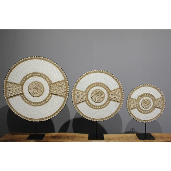 3Lü Deniz Kabuğu İşlemeli Dekoratif Obje 3Natural-15