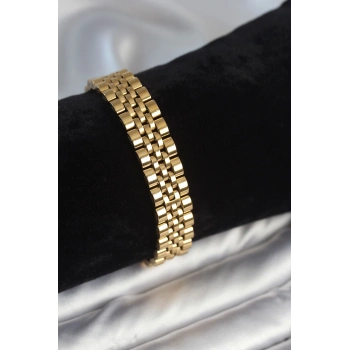 316L Çelik 12 mm Kalınlıkta Gold Renkli Erkek Bileklik TJ-EB3779