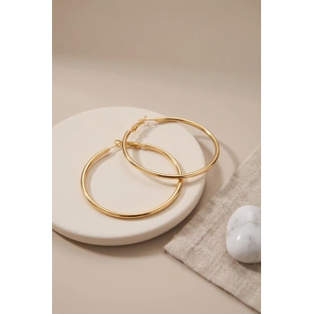 316L Çelik Gold Renk 46 mm Halka Küpe TJ-BKP12008