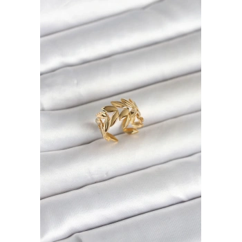 316L Çelik Gold Renk Başak Figür Kadın Yüzük TJ-BYK4174