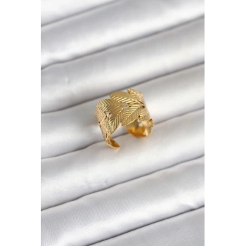 316L Çelik Gold Renk Başak Modeli Kadın Yüzük TJ-BYK4162