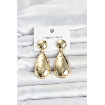 316L Çelik Gold Renk Damla Model Kadın Küpe TJ-BKP11830