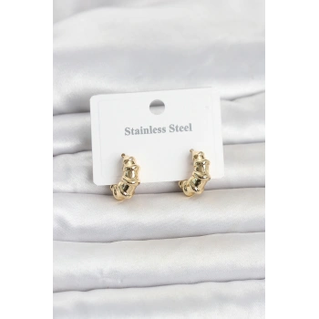 316L Çelik Gold Renk Halka Model Kadın Küpe TJ-BKP11834