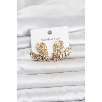 316L Çelik Gold Renk Kalp Model Kadın Küpe TJ-BKP11809