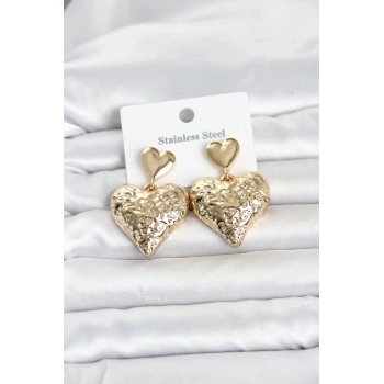 316L Çelik Gold Renk Kalp Model Kadın Küpe TJ-BKP11825