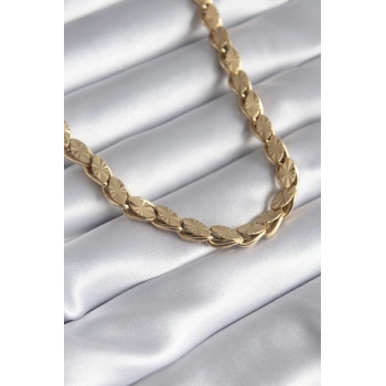 316L Çelik Gold Renk Kesim Arpa Zincir Model Kadın Kolye TJ-BKO8285