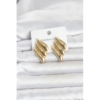 316L Çelik Gold Renk Motif Model Kadın Küpe TJ-BKP11819