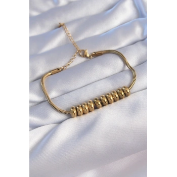 316L Çelik Gold Renk Oval Figürlü Bileklik TJ-BB6096