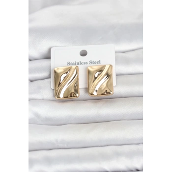 316L Çelik Gold Renk Plaka Model Kadın Küpe TJ-BKP11806