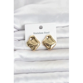 316L Çelik Gold Renk Plaka Model Kadın Küpe TJ-BKP11818