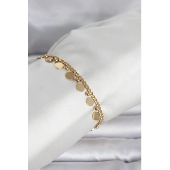 316L Çelik Gold Renk Pullu Model Kadın Bileklik TJ-BB8383