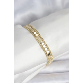 316L Çelik Gold Renk Pullu Zincir Model Kadın Bileklik TJ-BB8159