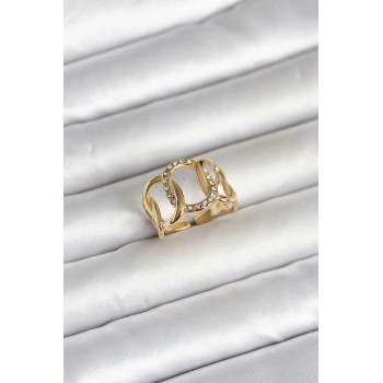 316L Çelik Gold Renk Samanyolu Model Kadın Yüzük TJ-BYK4160