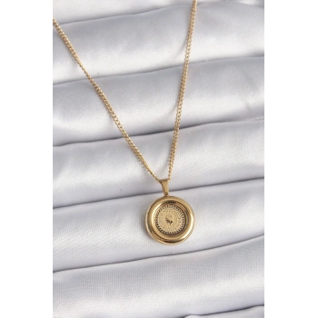 316L Çelik Gold Renk Zincir Gold Model Kadın Kolye TJ-BKO9572