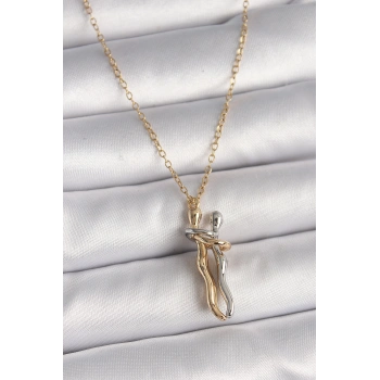 316L Çelik Gold Renk Zincir Renkli Sarılma Model Kadın Kolye TJ-BKO9765