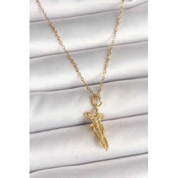 316L Çelik Gold Renk Zincir Sarılma Model Kadın Kolye - TJ-BKO9976