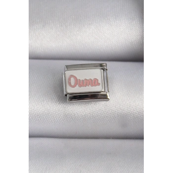 316L Çelik Gümüş Renk Beyaz Pembe Ouma İşlemeli Nomination Charm TJ-BC1027