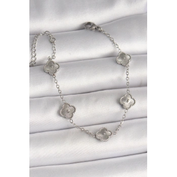 316L Çelik Gümüş Renk İşlemeli Baby Boy Yonca Model Kadın Bileklik TJ-BB6927