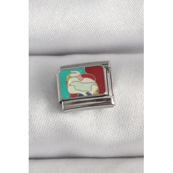 316L Çelik Gümüş Renk Renkli Portre Model Nomination Charm TJ-BC1387