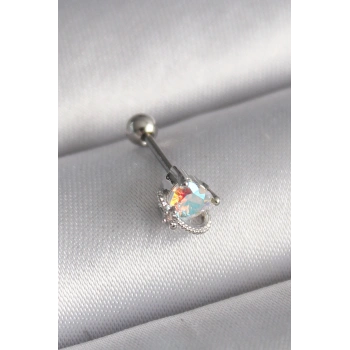 316L Çelik Gümüş Renk Zirkon Taşlı Kalp Tragus Piercing TJ-PR1243