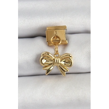 316L Çelik Sallantılı Fiyonk Model Gold Renk Nomination Charm TJ-BC1412