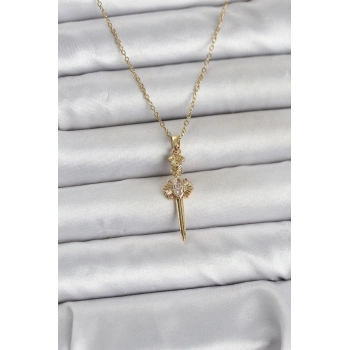 316L Çelik Zincir Gold Renk Kılıç Model Kadın Kolye TJ-BKO11028