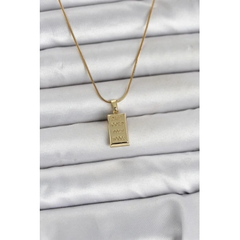 316L Çelik Zincir Gold Renk Külçe Model Kadın Kolye TJ-BKO11042