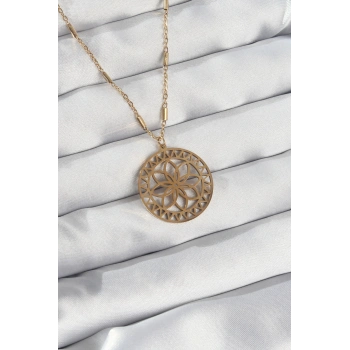 316L Çelik Zincir Gold Renk Lotus Model Kolye TJ-BKO8902