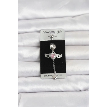 316L Cerrahi Çelik Kanatlı Kalp Model Göbek Piercing TJ-PR1402