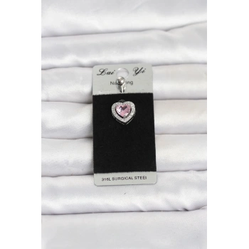 316L Cerrahi Çelik Pembe Kalp Model Göbek Piercing TJ-PR1411