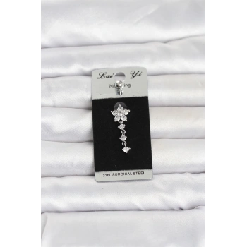 316L Cerrahi Çelik Sallantılı Çiçek Model Göbek Piercing TJ-PR1381