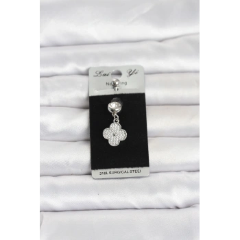 316L Cerrahi Çelik Sallantılı Yonca Model Göbek Piercing TJ-PR1388