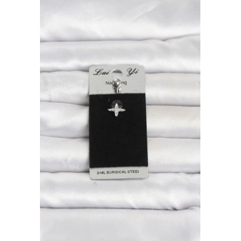 316L Cerrahi Çelik Yıldız Model Zirkon Taşlı Göbek Piercing TJ-PR1379