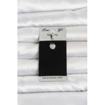 316L Cerrahi Çelik Zirkon Taşlı Kalp Model Göbek Piercing TJ-PR1412