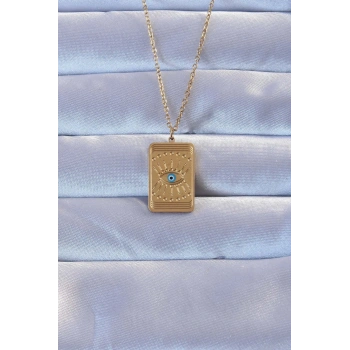 316L Renk İşlemeli Nazarlı Göz Model Vintage Kolye TJ-BKO9269