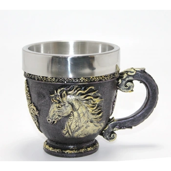 3D Kabartmalı At Büstü Paslanmaz Çelik Kupa Bardak Liv478
