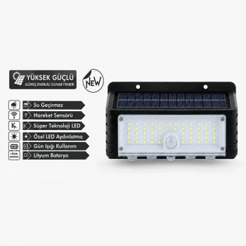 44 Led Güneş Enerjili Hareket Sensörlü LED Duvar Lambası PD672