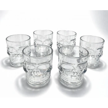 6lı Kurukafa Şeffaf Cam Shot Bardağı Seti 6x5 cm